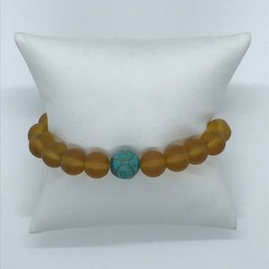 Orange beaded stretchy bracelet